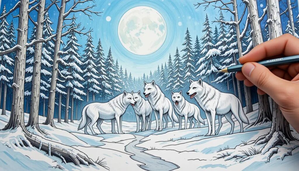 coloriage des loups