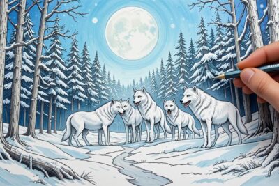 coloriage des loups