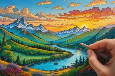 coloriage paysage